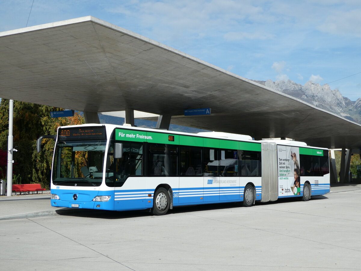 (240'915) - BSW Sargans - Nr. 360/SG 308'601 - Mercedes (ex RTB Altst�tten Nr. 360; ex BSW Sargans Nr. 360) am 11. Oktober 2022 beim Bahnhof Buchs