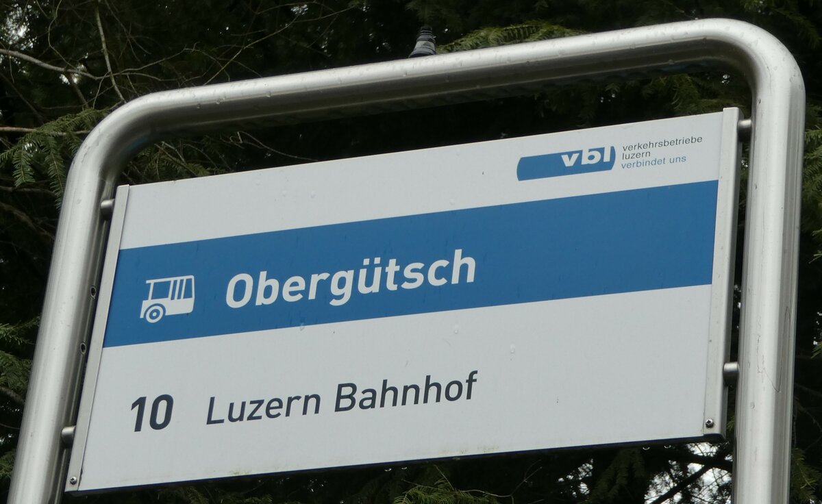 (242'192) - vbl-Haltestellenschild - Luzern, Oberg�tsch - am 5. November 2022