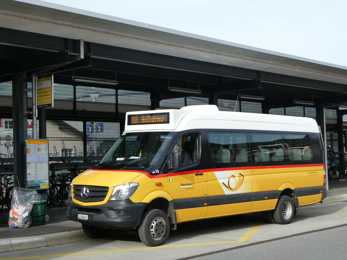 (242'420) - Amstein, Willisau - Nr. MB 19/LU 90'403 - Mercedes (ex Schnider, Sch�pfheim) am 11. November 2022 beim Bahnhof Sch�pfheim