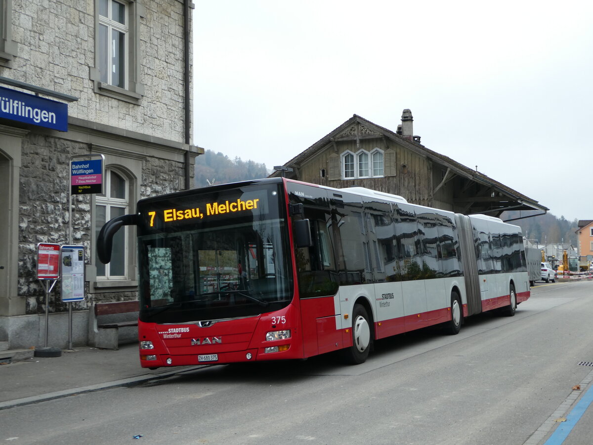 (242'535) - SW Winterthur - Nr. 375/ZH 680'375 - MAN am 12. November 2022 beim Bahnhof Winterthur W�lflingen