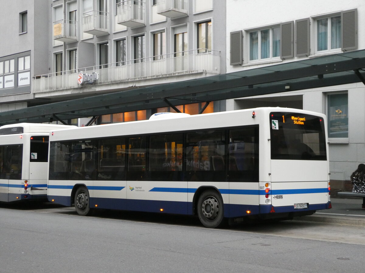 (243'519) - ZVB Zug - Nr. 507/ZG 84'507 - Lanz+Marti/Hess Personenanh�nger am 7. Dezember 2022 beim Bahnhof Zug