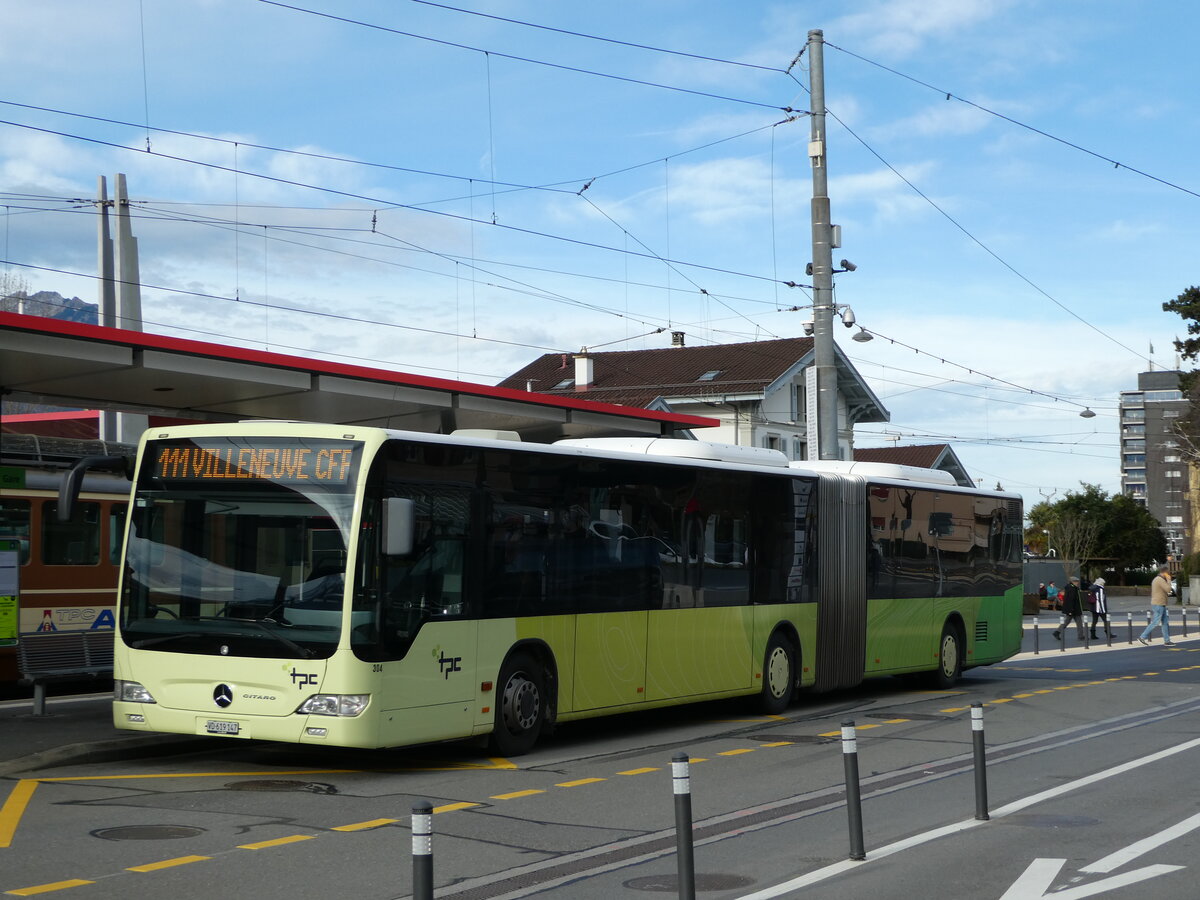 (244'385) - TPC Aigle - Nr. 304/VD 619'147 - Mercedes (ex H�rmann&S�hne, D-Hamburg) am 2. Januar 2023 beim Bahnhof Aigle