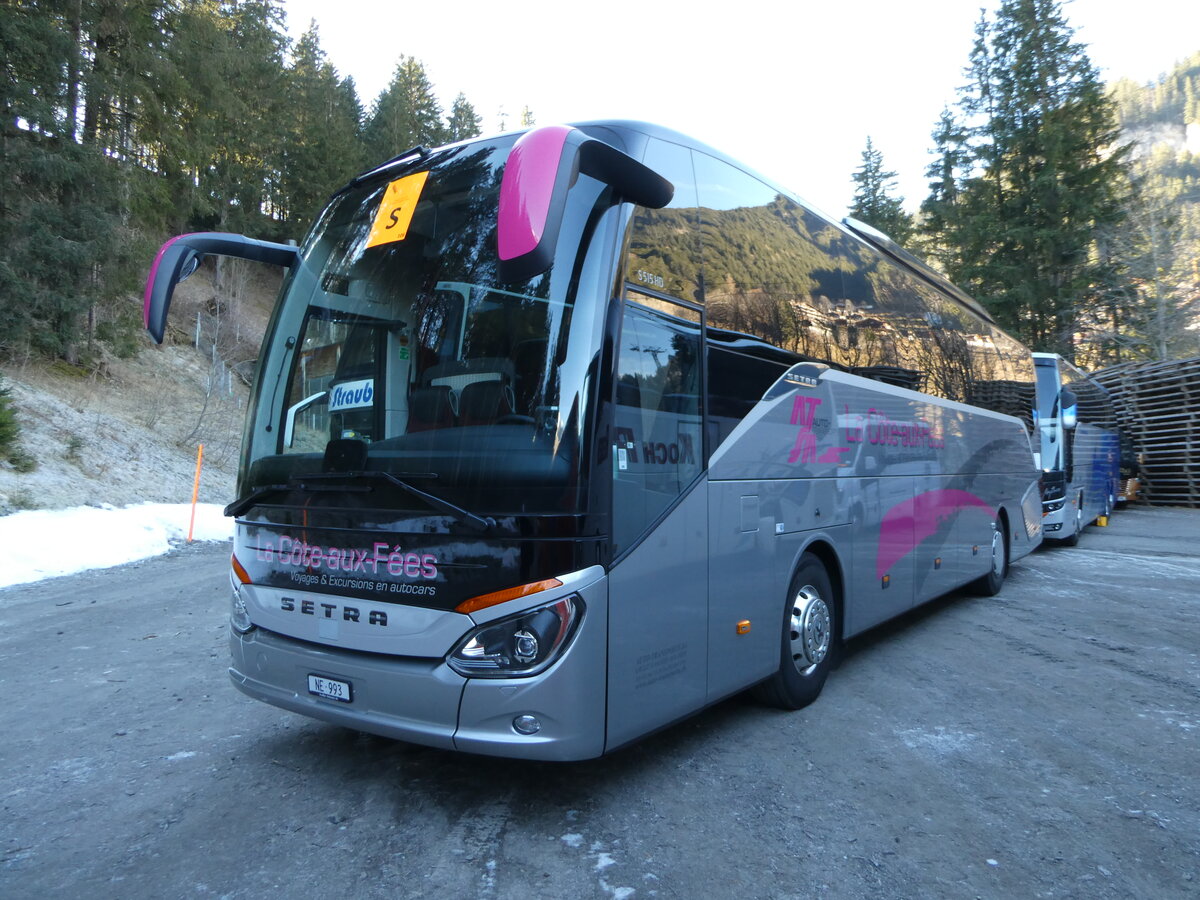 (244'824) - Auto-Transports, La C�te-aux-F�es - NE 993 - Setra am 7. Januar 2023 in Adelboden, ASB