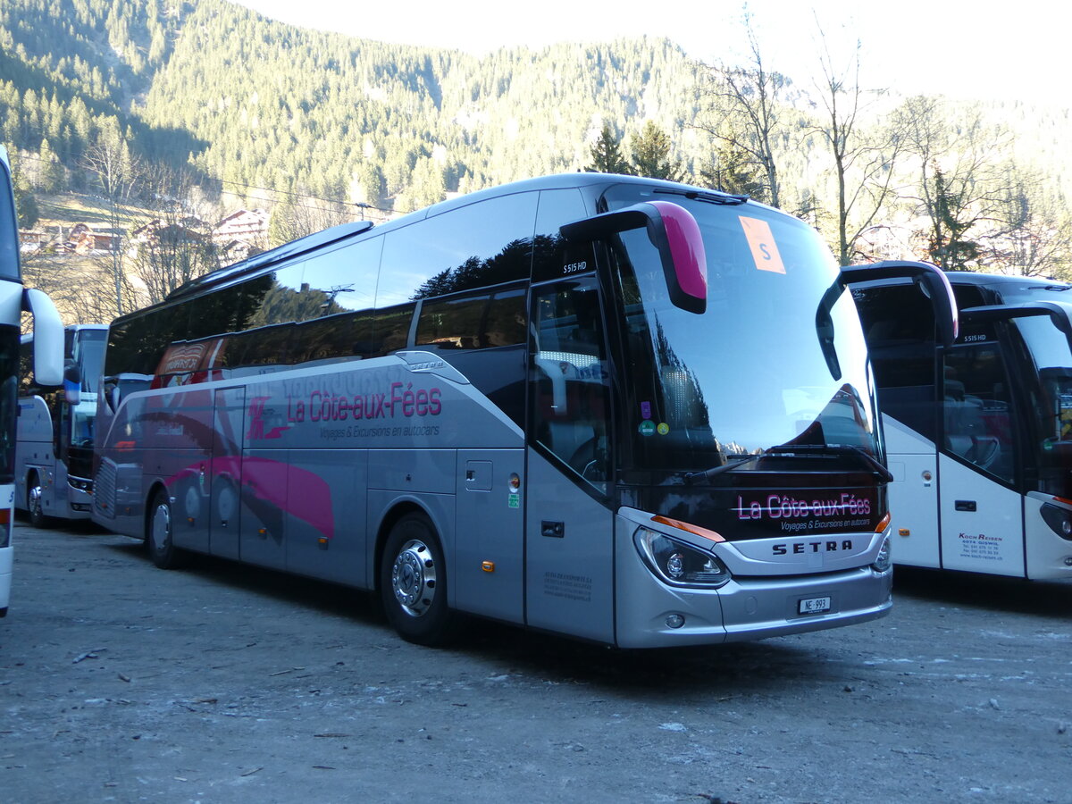 (244'836) - Auto-Transports, La C�te-aux-F�es - NE 993 - Setra am 7. Januar 2023 in Adelboden, ASB