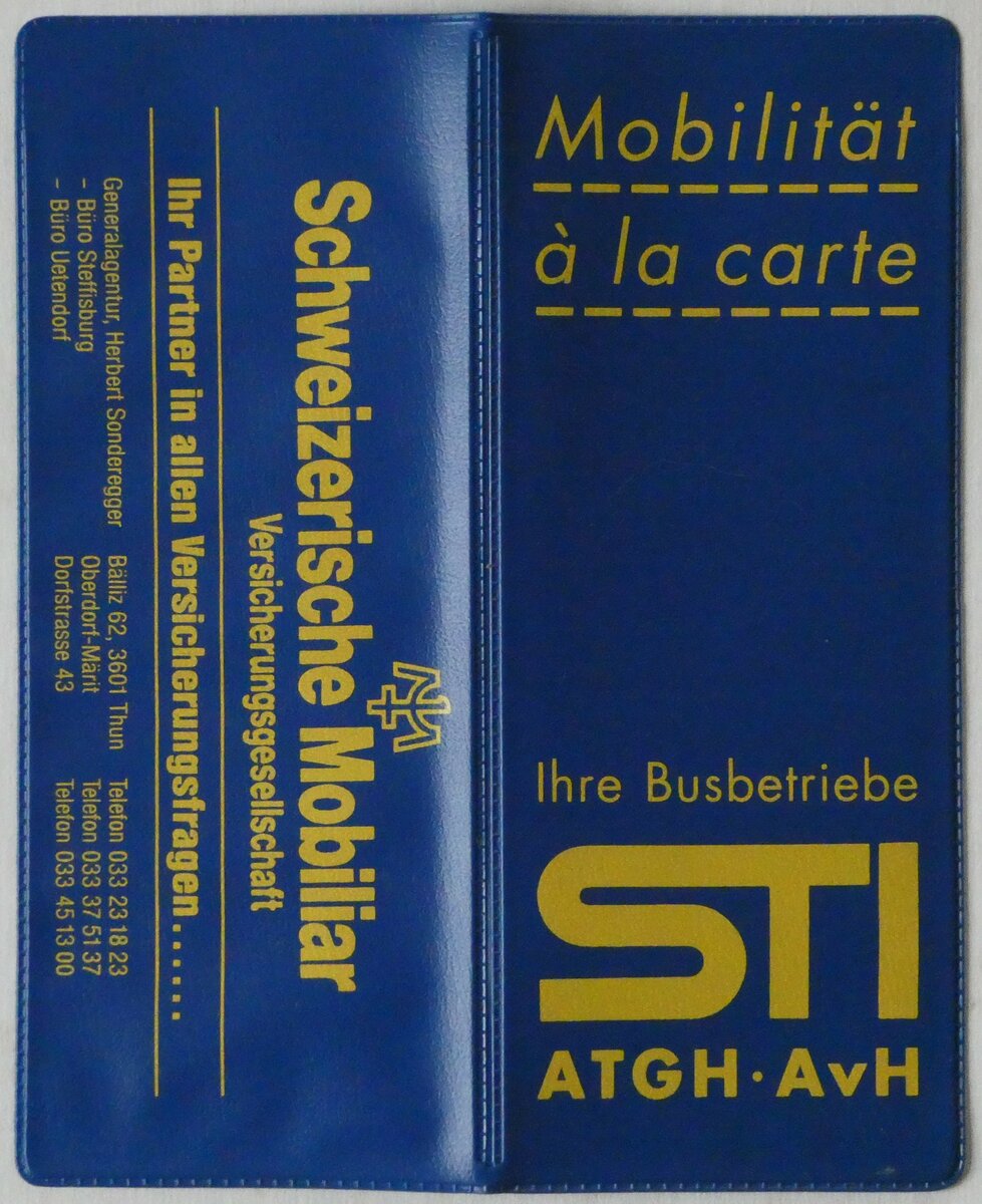 (244'889) - STI/ATGH/AvH- Fahrkartenh�lle am 9. Januar 2023 in Thun