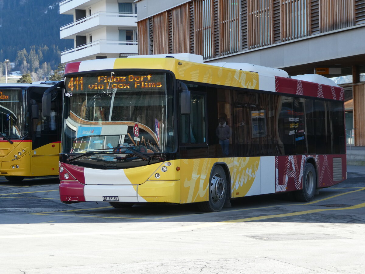 (245'142) - PostAuto Graub�nden - Nr. 14/GR 52'188/PID 5025 - Scania/Hess (ex Stuppan, Flims) am 18. Januar 2023 beim Bahnhof Ilanz