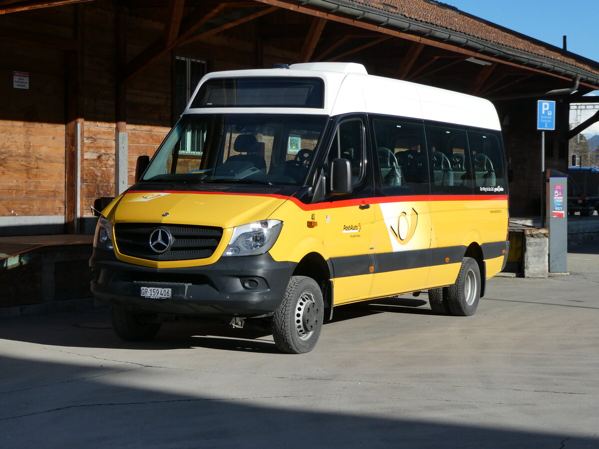 (245'146) - PostAuto Graub�nden - Nr. 40/GR 159'406/PID 10'223 - Mercedes/Hess (ex Nr. 36; ex Nr. 6; ex Nr. 2) am 18. Januar 2023 beim Bahnhof Ilanz