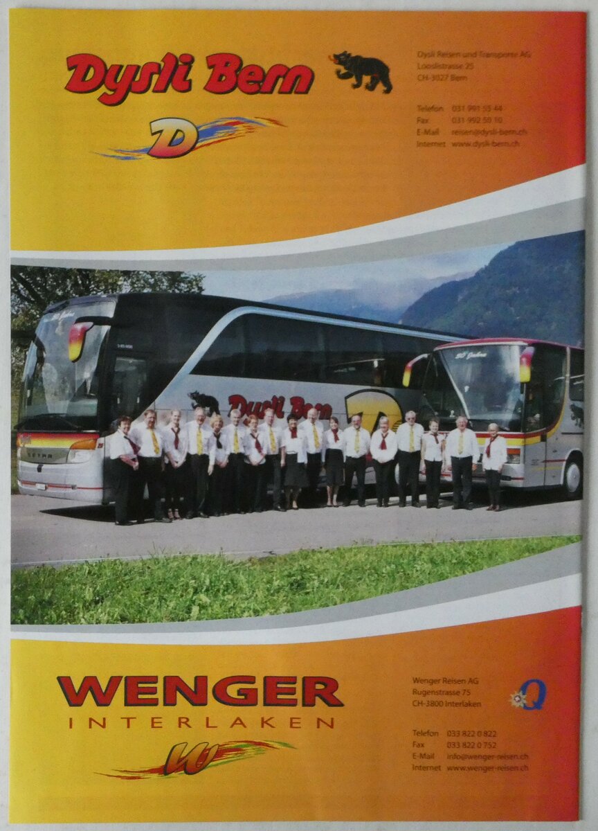 (245'314) - Dysli/Wenger-Reiseangebote 2010 am 23. Januar 2023 in Thun (R�ckseite)