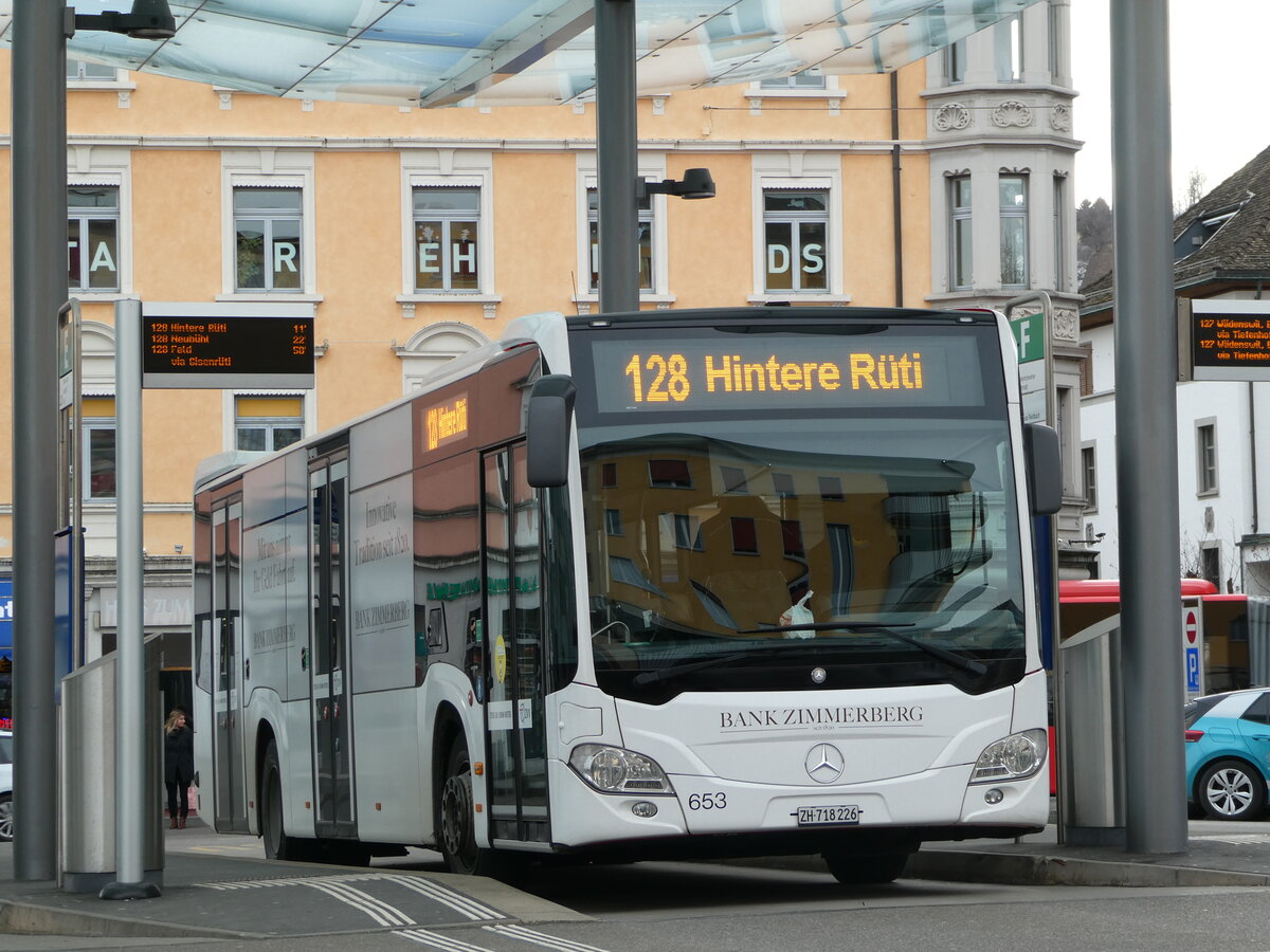 (245'745) - AHW Horgen - Nr. 653/ZH 718'226 - Mercedes am 3. Februar 2023 beim Bahnhof W�denswil