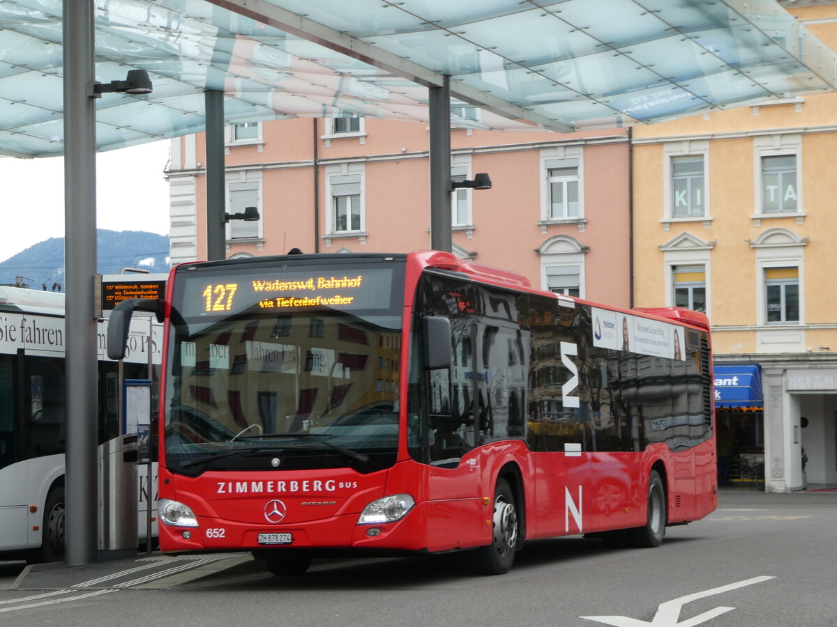 (245'748) - AHW Horgen - Nr. 652/ZH 878'274 - Mercedes am 3. Februar 2023 beim Bahnhof W�denswil