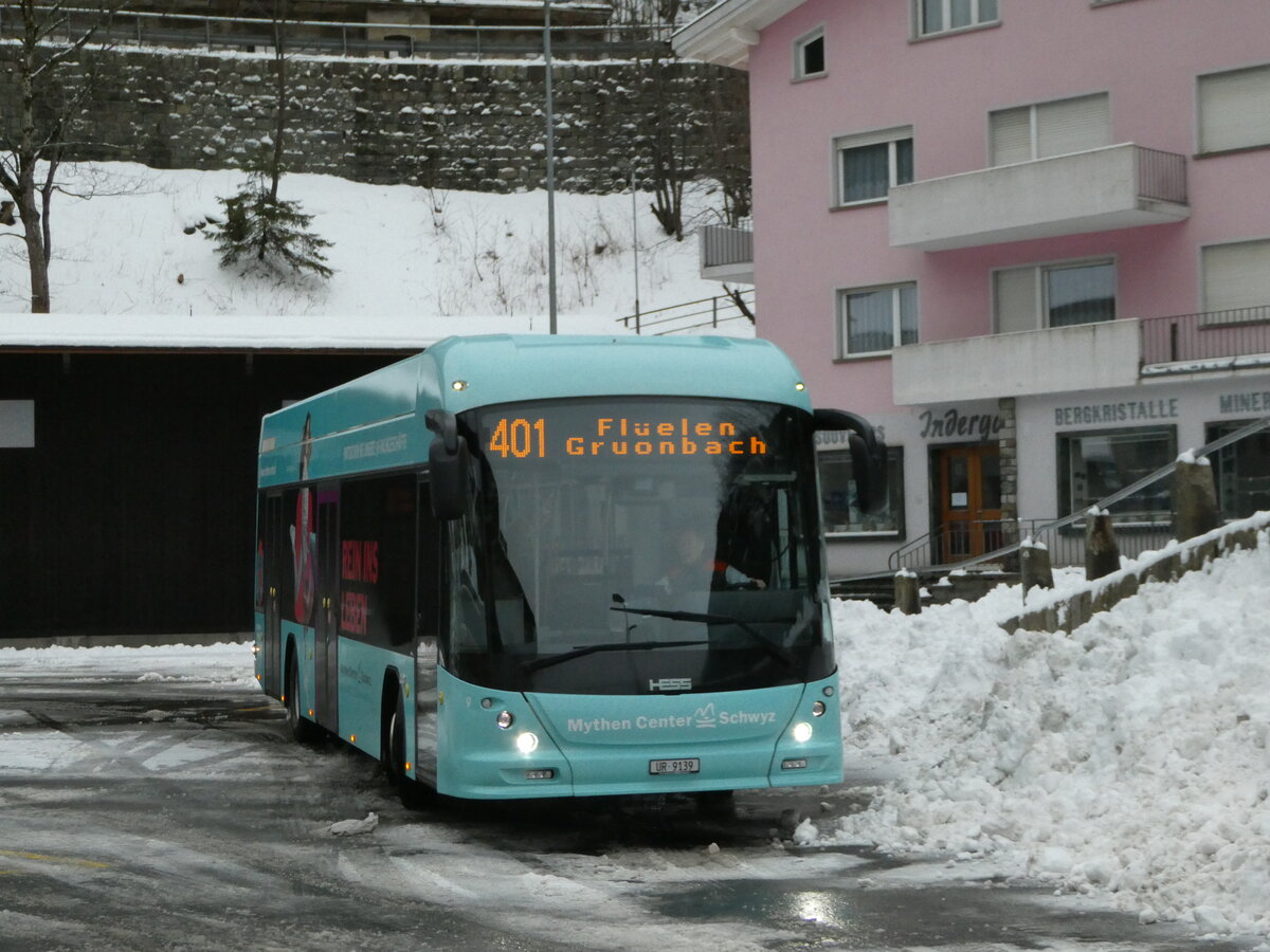 (245'784) - AAGU Altdorf - Nr. 9/UR 9139 - Hess am 4. Februar 2023 beim Bahnhof G�schenen