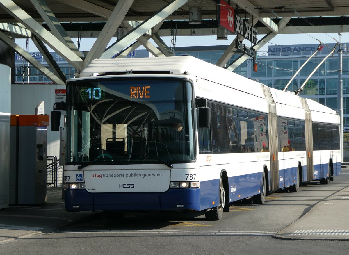 (245'974) - TPG Gen�ve - Nr. 787 - Hess/Hess Doppelgelenktrolleybus am 9. Februar 2023 in Gen�ve A�roport
