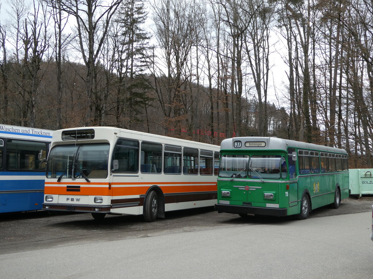 (246'674) - Wegm�ller, M�nsingen - FBW/R&J (ex Bamert, Wollerau) + BVB Basel (RWB) - Nr. 75 - FBW/FHS am 26. Februar 2023 in Oberburg, Ziegelgut