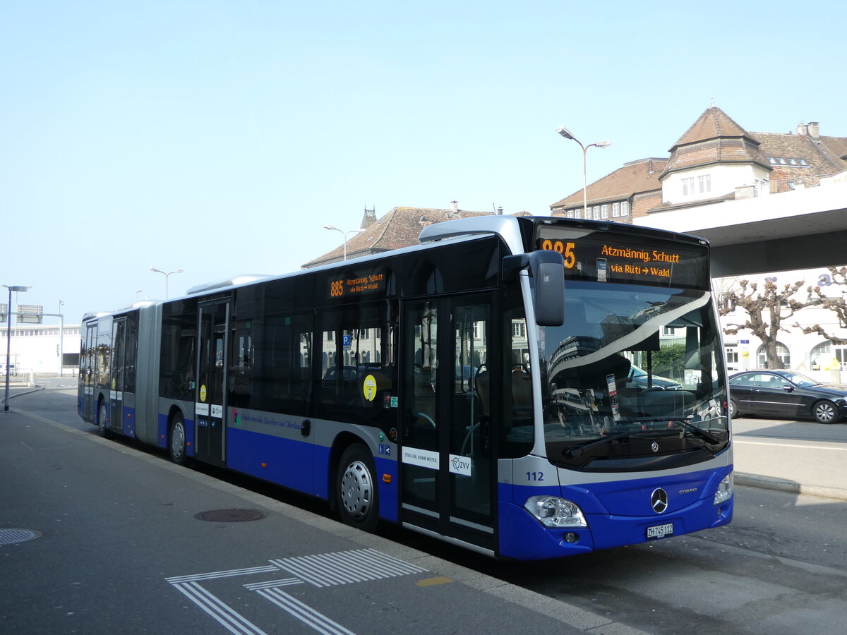 (246'827) - VZO Gr�ningen - Nr. 112/ZH 745'112 - Mercedes am 4. M�rz 2023 beim Bahnhof Rapperswil