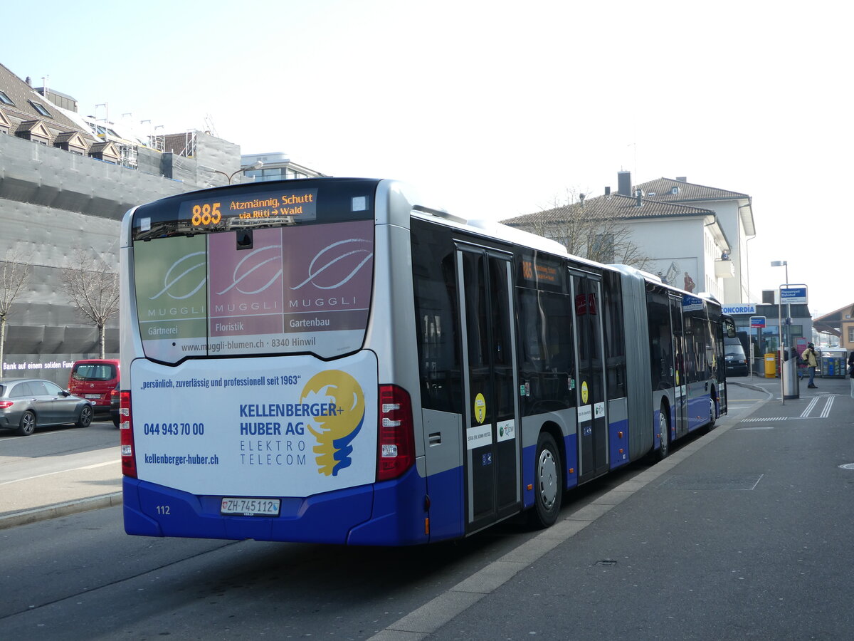 (246'829) - VZO Gr�ningen - Nr. 112/ZH 745'112 - Mercedes am 4. M�rz 2023 beim Bahnhof Rapperswil