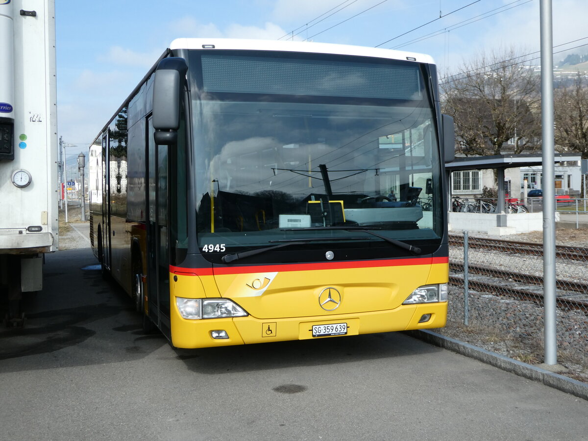 (246'832) - PostAuto Ostschweiz - SG 359'639/PID 4945 - Mercedes (ex Abderhalden, Wildhaus) am 4. M�rz 2023 in Nesslau, Garage