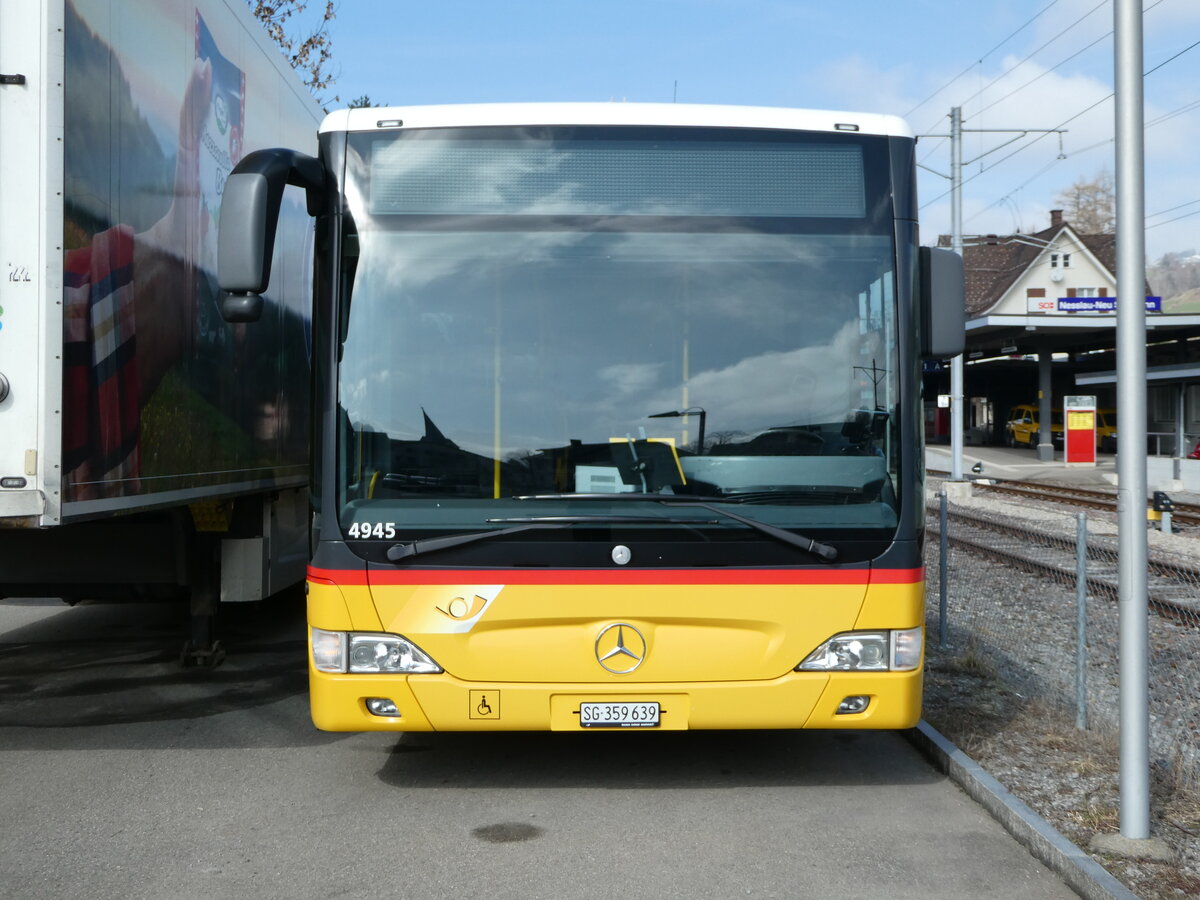(246'834) - PostAuto Ostschweiz - SG 359'639/PID 4945 - Mercedes (ex Abderhalden, Wildhaus) am 4. M�rz 2023 in Nesslau, Garage