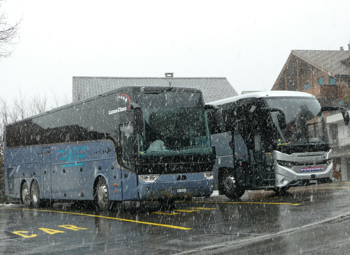 (247'208) - Gast, Utzenstorf - BE 42'011 - Van Hool am 14. M�rz 2023 in Adelboden, Landstrasse