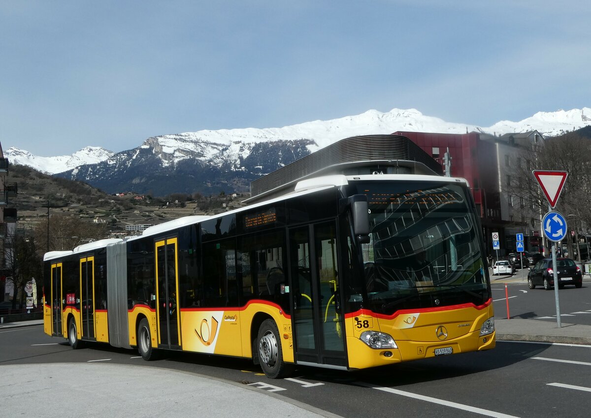 (247'258) - PostAuto Wallis - Nr. 58/VS 519'940/PID 11'490 - Mercedes am 16. M�rz 2023 beim Bahnhof Sion