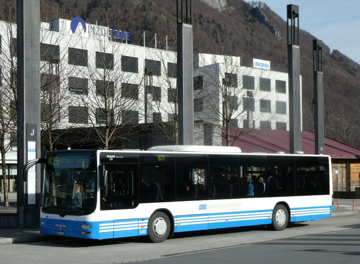 (247'287) - BSW Sargans - Nr. 345/SG 312'116 - MAN am 17. M�rz 2023 beim Bahnhof Sargans