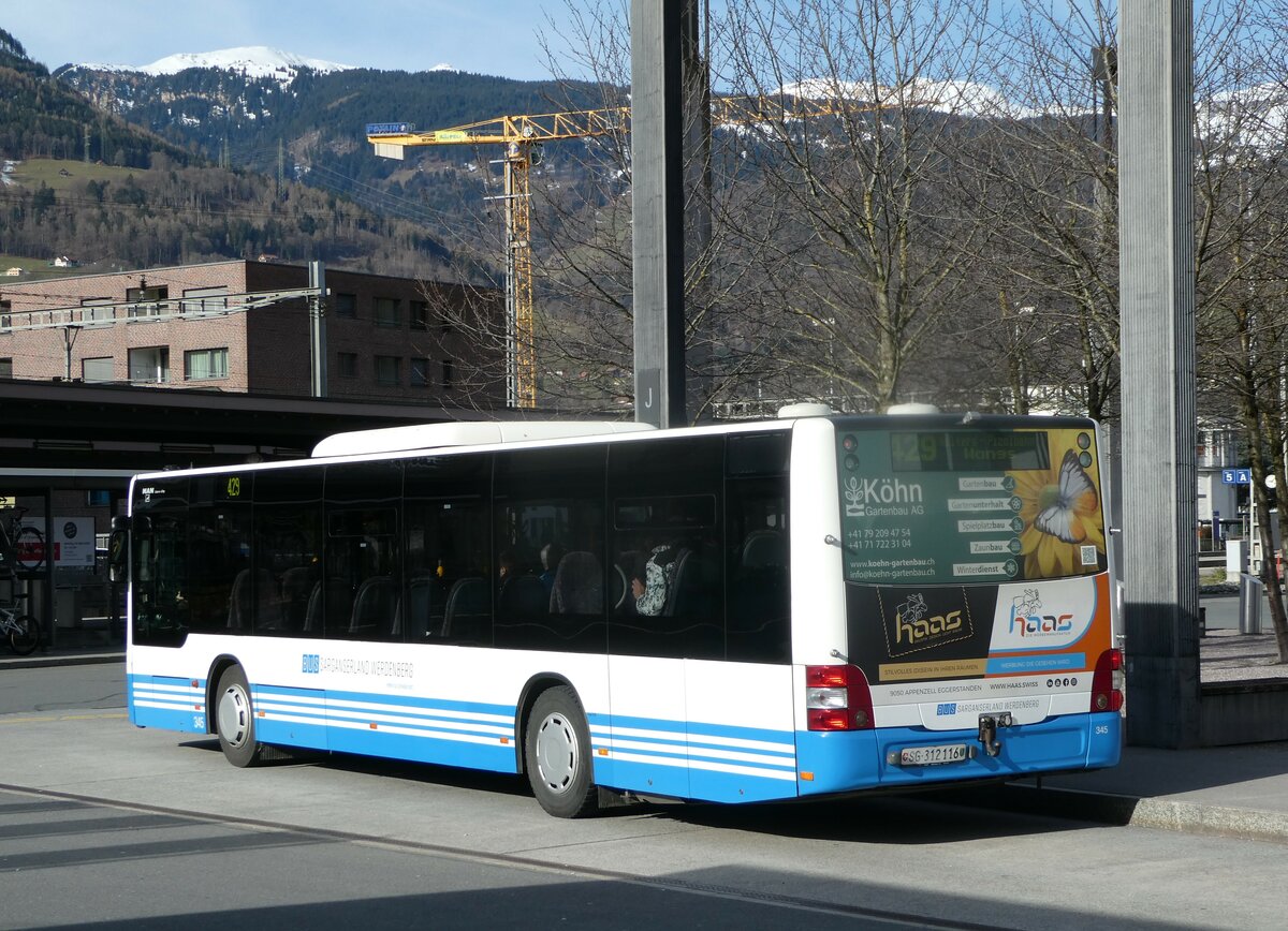 (247'289) - BSW Sargans - Nr. 345/SG 312'116 - MAN am 17. M�rz 2023 beim Bahnhof Sargans