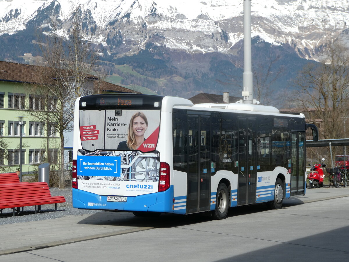 (247'309) - RTB Altst�tten - Nr. 74/SG 348'895 - Mercedes am 17. M�rz 2023 beim Bahnhof Buchs
