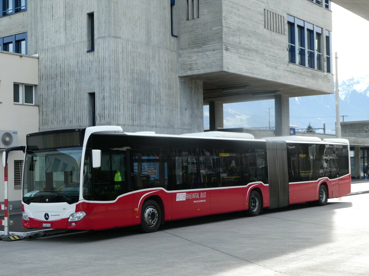 (247'312) - RTB Altst�tten - Nr. 920/SG 482'216 - Mercedes (ex Wiener Linien, A-Wien Nr. 8724) am 17. M�rz 2023 beim Bahnhof Buchs