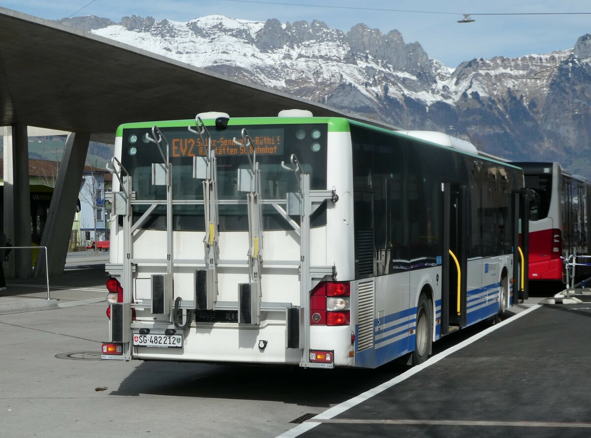 (247'315) - RTB Altst�tten - Nr. 916/SG 482'212 - MAN (ex PostBus/A BD 15'337) am 17. M�rz 2023 beim Bahnhof Buchs