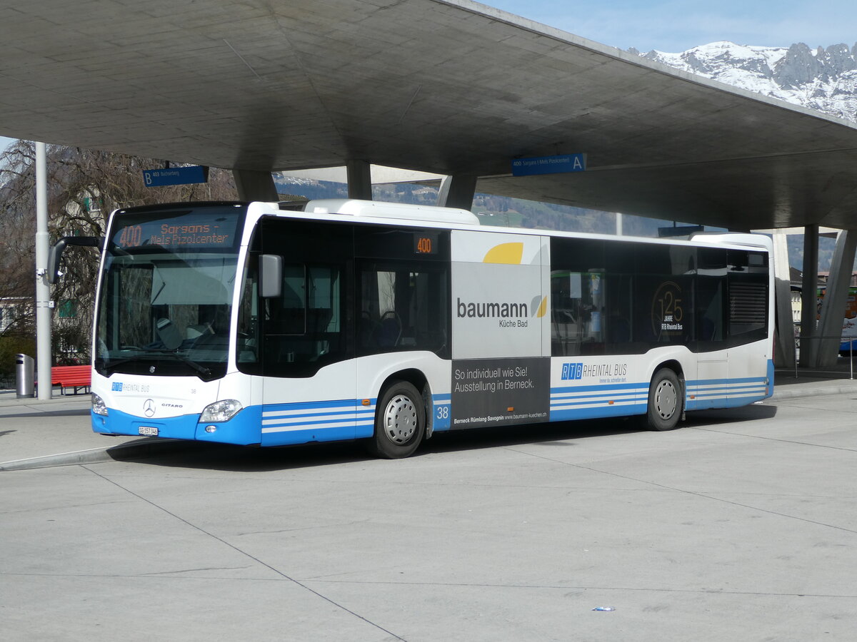 (247'316) - RTB Altst�tten - Nr. 38/SG 157'346 - Mercedes am 17. M�rz 2023 beim Bahnhof Buchs