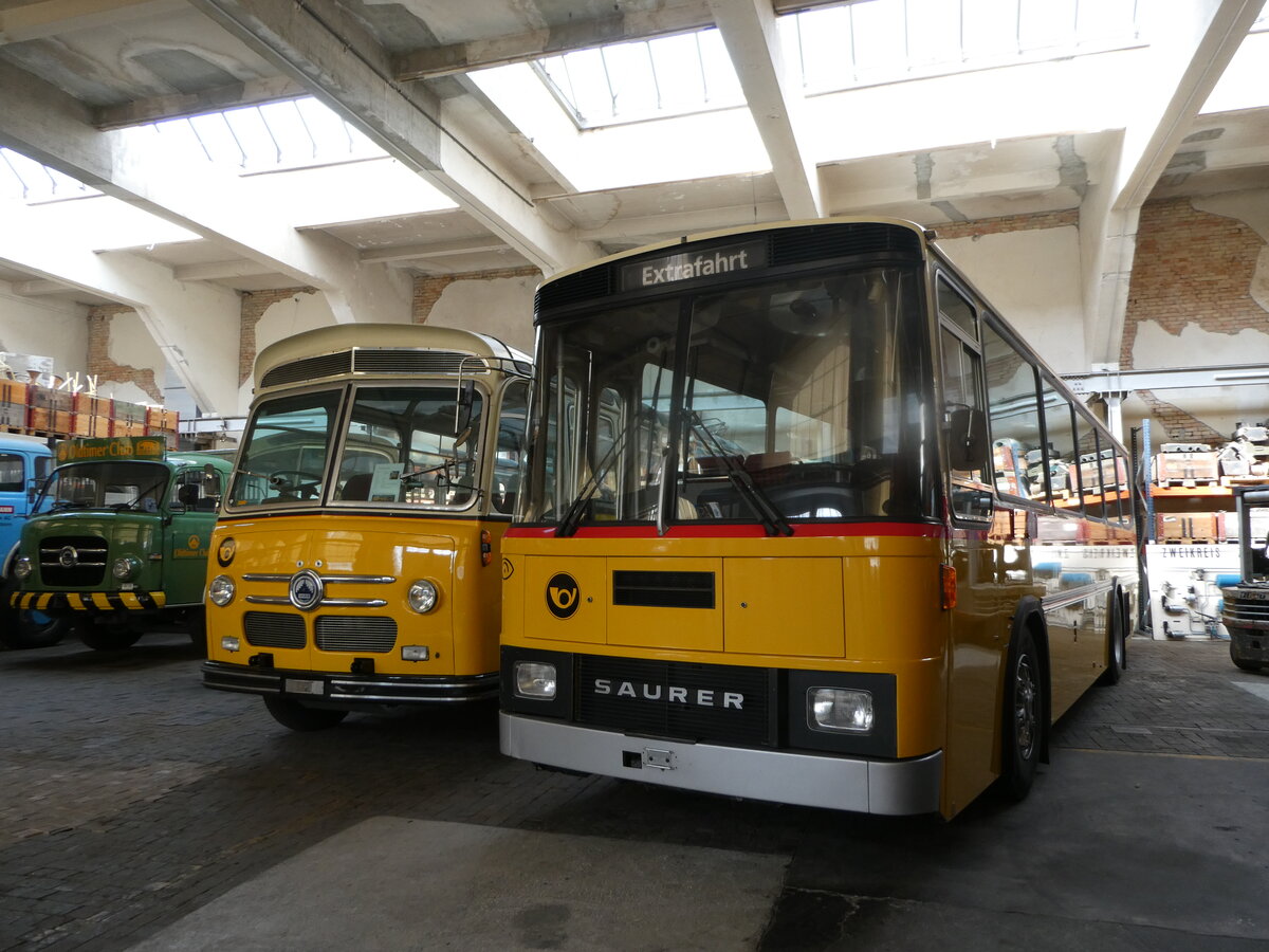 (247'352) - Oldtimer Club Saurer, Arbon - Saurer/T�scher (ex Schwizer, Goldach Nr. 2) am 17. M�rz 2023 in Arbon, Saurermuseum Depot
