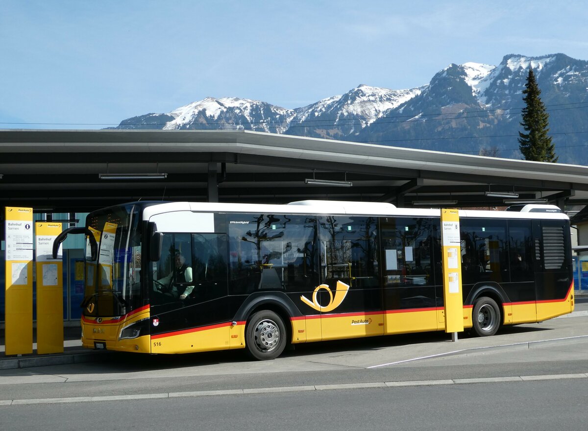 (247'424) - PostAuto Zentralschweiz - Nr. 516/OW 40'016/PID 11'747 - MAN (ex Nr. 16) am 18. M�rz 2023 beim Bahnhof Sarnen