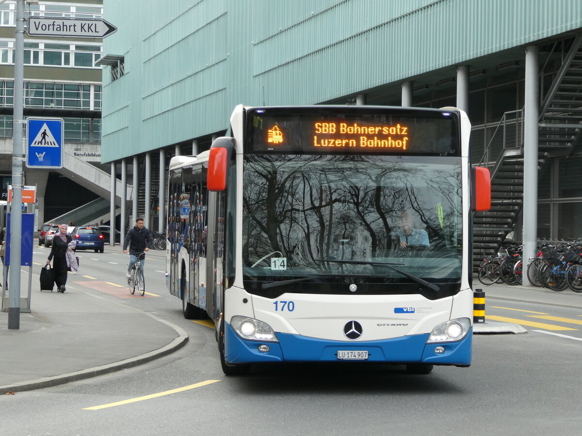 (247'467) - VBL Luzern - Nr. 170/LU 174'907 - Mercedes am 18. M�rz 2023 in Luzern, Inseli-P