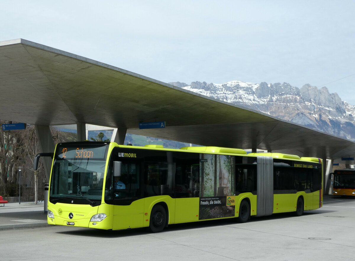 (247'494) - Aus Liechtenstein: BOS PS Anstalt, Vaduz - Nr. 594/FL 40'236 - Mercedes (ex PLA Vaduz Nr. 64/PID 10'594) am 21. M�rz 2023 beim Bahnhof Buchs