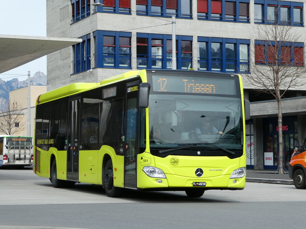 (247'507) - Aus Liechtenstein: BOS PS Anstalt, Vaduz - Nr. 551/FL 40'218 - Mercedes (ex PLA Vaduz Nr. 46/PID 10'587) am 21. M�rz 2023 beim Bahnhof Buchs