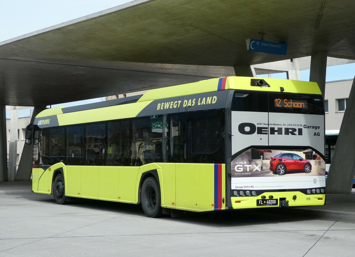 (247'508) - Aus Liechtenstein: BOS PS Anstalt, Vaduz - Nr. 515/FL 40'200 - Solaris am 21. M�rz 2023 beim Bahnhof Buchs