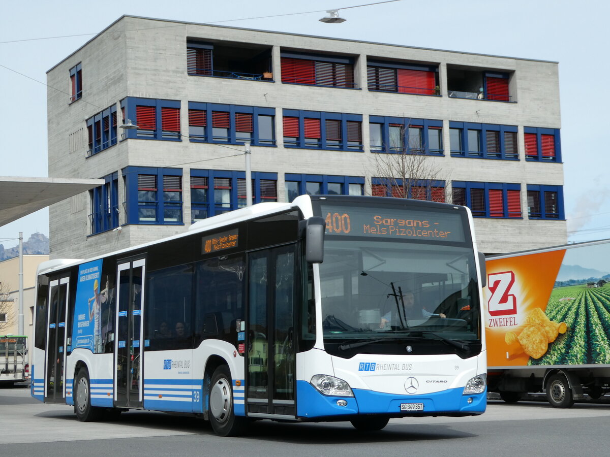 (247'510) - RTB Altst�tten - Nr. 39/SG 349'357 - Mercedes am 21. M�rz 2023 beim Bahnhof Buchs