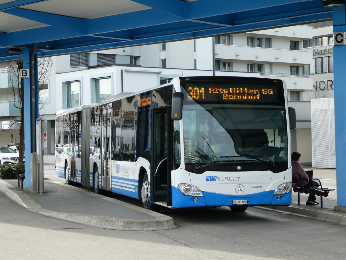 (247'538) - RTB Altst�tten - Nr. 4/SG 311'036 - Mercedes am 21. M�rz 2023 beim Bahnhof Heerbrugg