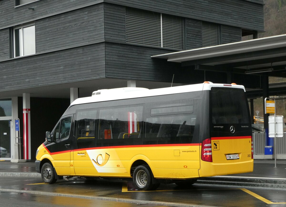 (247'593) - PostAuto Zentralschweiz - Nr. 202/OW 10'314/PID 10'400 - Mercedes (ex Nr. 8; ex Dillier, Sarnen Nr. 8) am 24. M�rz 2023 beim Bahnhof Giswil