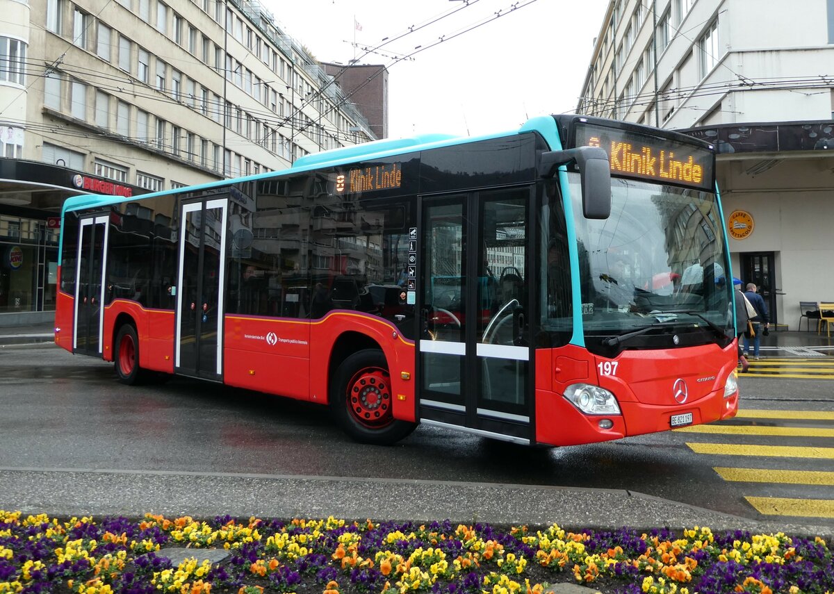 (247'596) - VB Biel - Nr. 197/BE 821'197 - Mercedes am 25. M�rz 2023 beim Bahnhof Biel