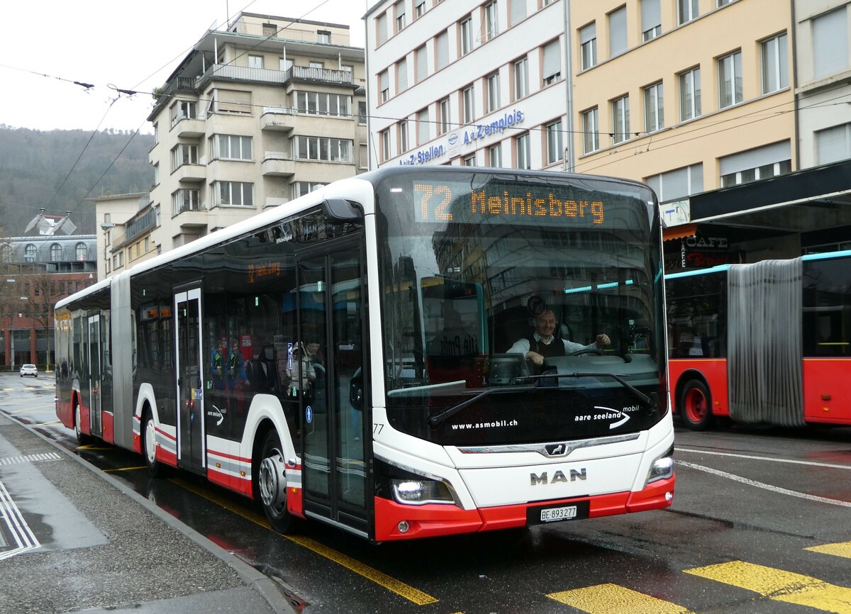(247'597) - ASm Langenthal - Nr. 77/BE 893'277 - MAN am 25. M�rz 2023 beim Bahnhof Biel