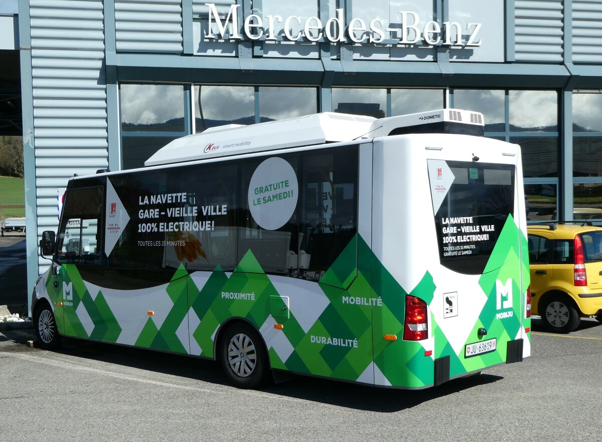 (247'607) - CarPostal Ouest - JU 63'619/PID 11'829 - K-Bus am 25. M�rz 2023 in Develier, Garage Steulet
