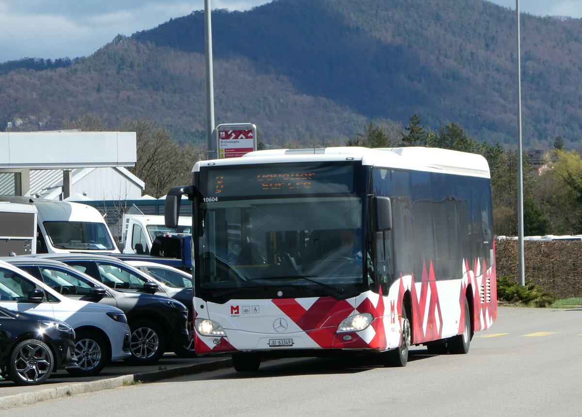 (247'621) - CarPostal Ouest - JU 63'349/PID 10'604 - Mercedes (ex VD 464'947) am 25. M�rz 2023 in Develier, St-Christophe