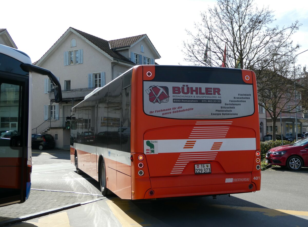 (247'802) - BOTG Amriswil - Nr. 401/TG 229'373 - Neoplan (ex Nr. 8) am 28. M�rz 2023 beim Bahnhof Amriswil