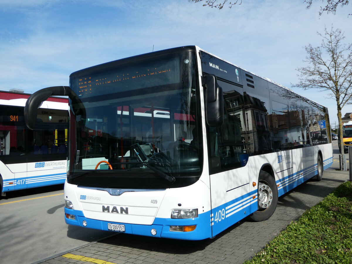 (247'808) - BOTG Amriswil - Nr. 409/TG 180'557 - MAN (ex Nr. 14) am 28. M�rz 2023 beim Bahnhof Amriswil 