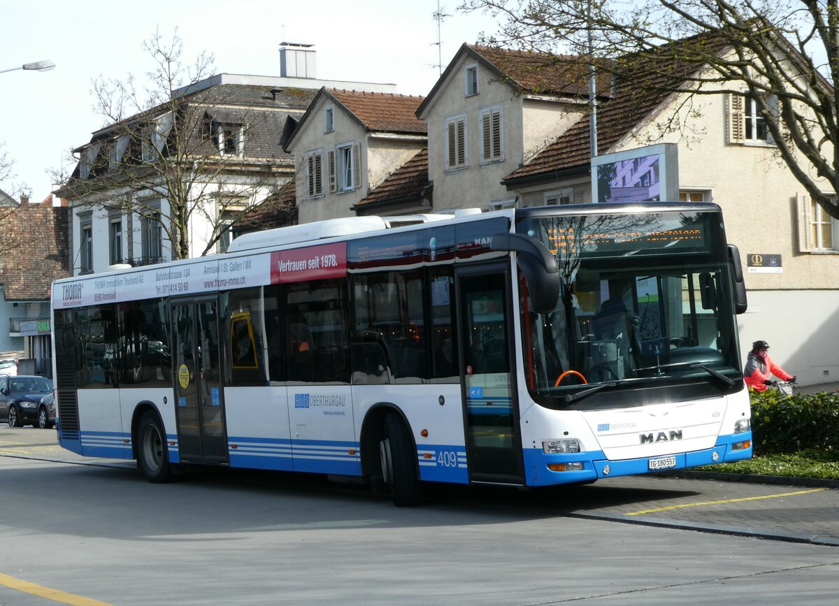 (247'810) - BOTG Amriswil - Nr. 409/TG 180'557 - MAN (ex Nr. 14) am 28. M�rz 2023 beim Bahnhof Amriswil