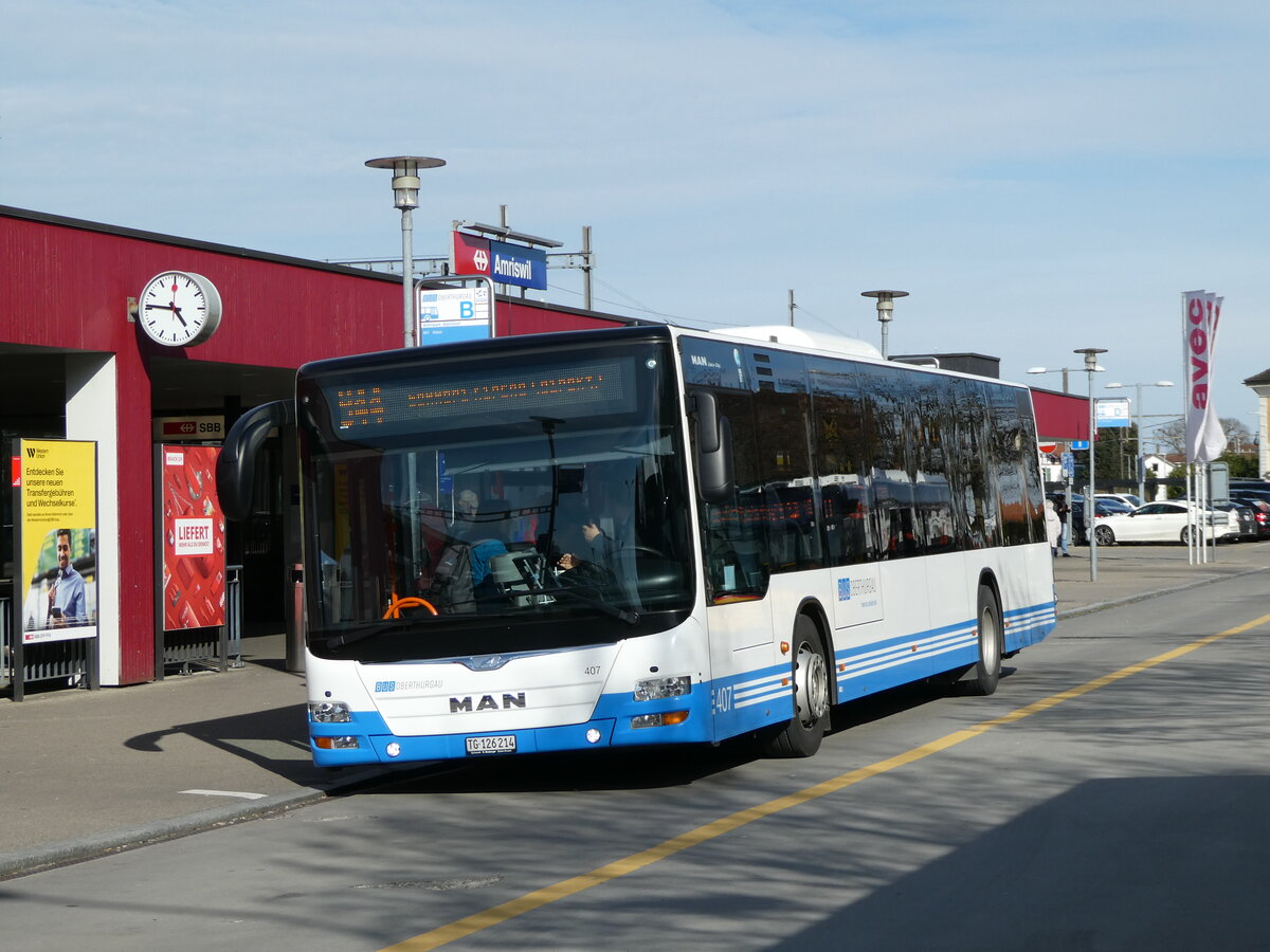 (247'828) - BOTG Amriswil - Nr. 407/TG 126'214 - MAN (ex Nr. 4) am 28. M�rz 2023 beim Bahnhof Amriswil