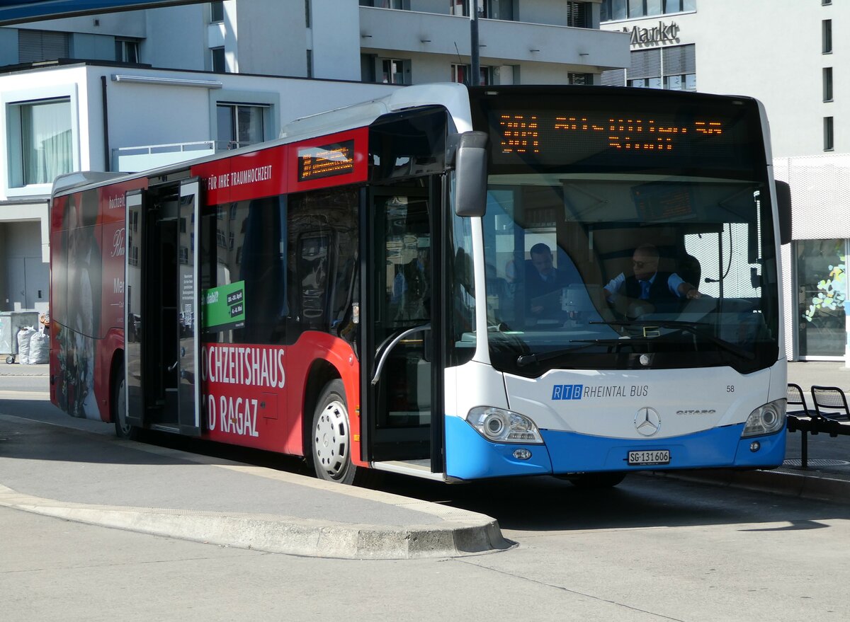 (248'102) - RTB Altst�tten - Nr. 58/SG 131'606 - Mercedes am 6. April 2023 beim Bahnhof Heerbrugg