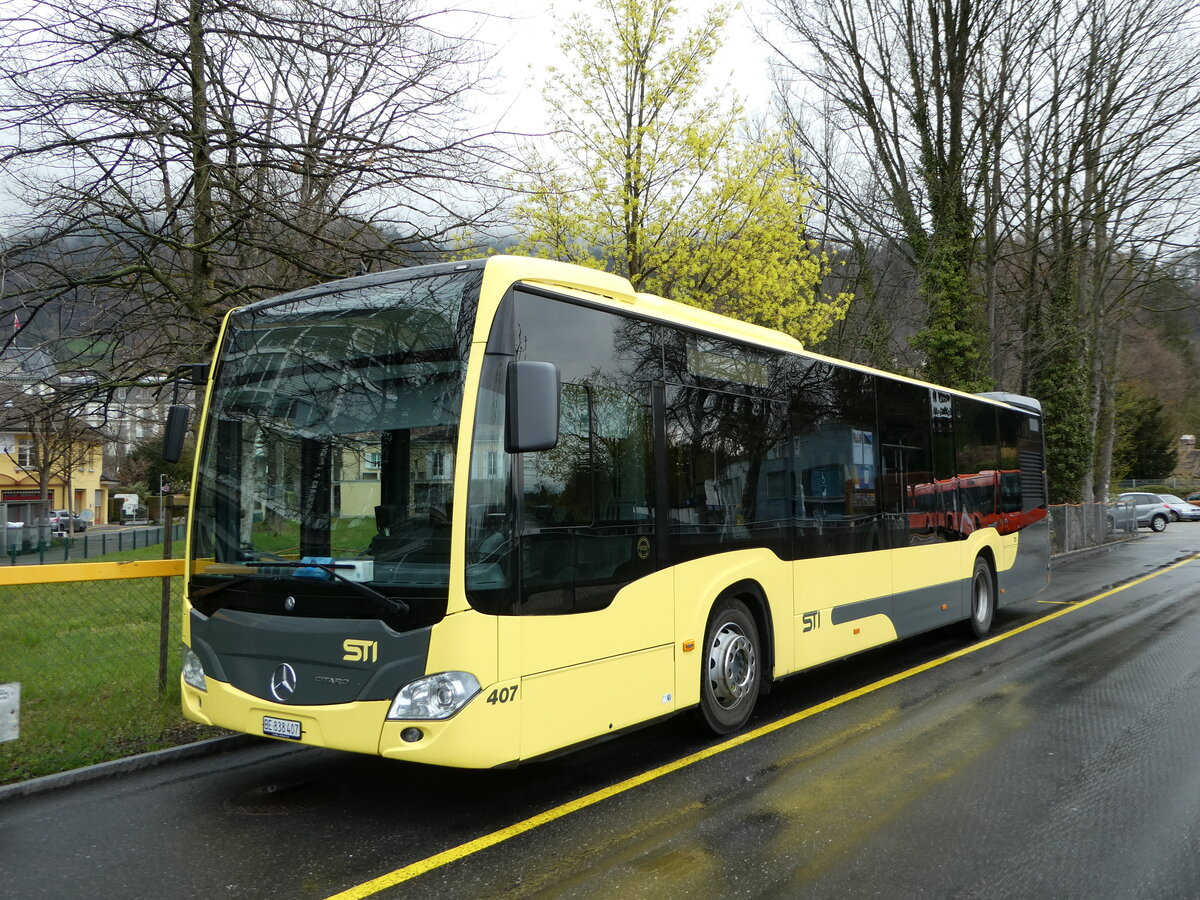 (248'145) - STI Thun - Nr. 407/BE 838'407 - Mercedes am 7. April 2023 bei der Schiffl�ndte Thun