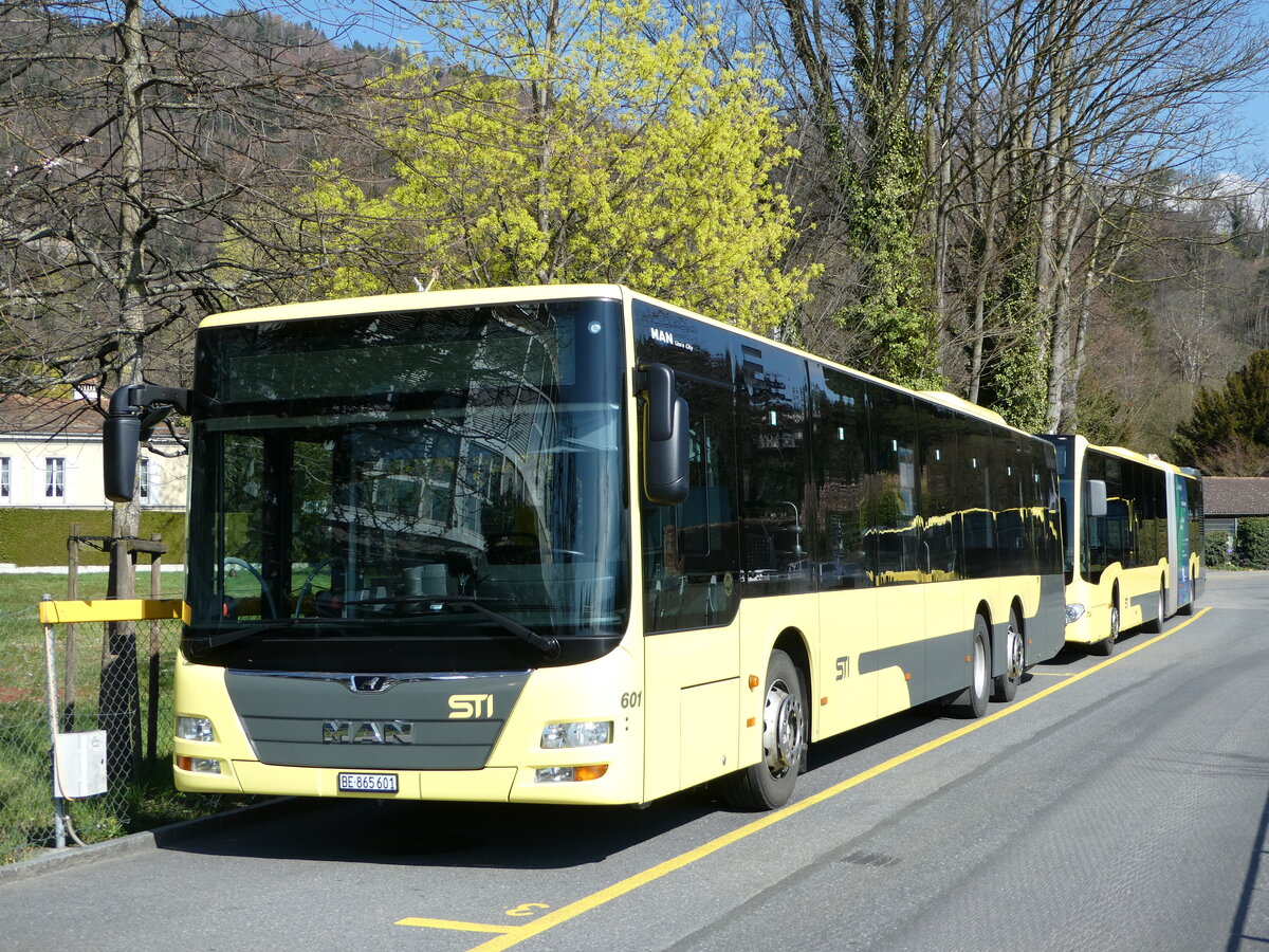 (248'326) - STI Thun - Nr. 601/BE 865'601 - MAN am 9. April 2023 bei der Schiffl�ndte Thun
