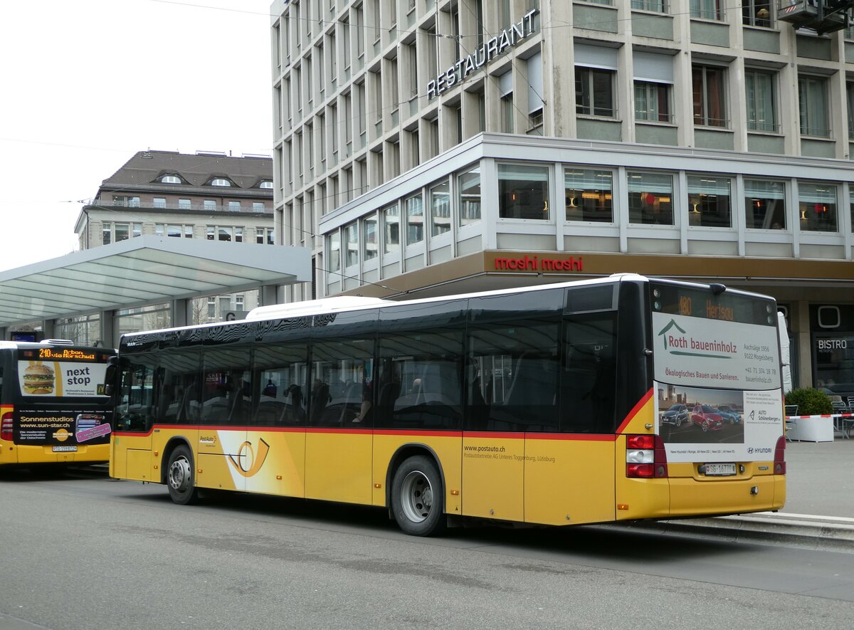 (248'403) - Postautobetriebe Unteres Toggenburg, L�tisburg - SG 16'779/PID 10'437 - MAN am 13. April 2023 beim Bahnhof St. Gallen